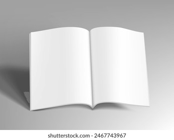 3D Blank A4 Magazine Flying On White Background. EPS10 Vector
