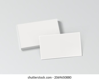 3D Blank Business Card Stack With Shadow On Gray Background. EPS10 Vector