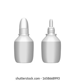 3d blank eyedropper mockup for packaging design. Product advertising. Vector realistic illustration. Container for medicine and hygiene mockup - eye or nose drops