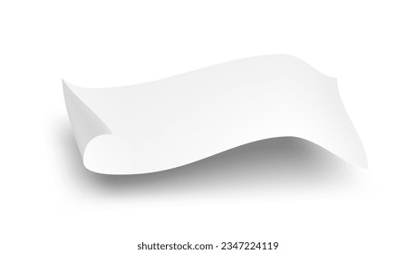 3D Blank Fly Paper Sheet With Curled Corner. EPS10 Vector