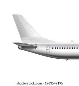 3D Blank Glossy White Airplane Or Airliner Tail. EPS10 Vector