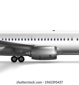 3D Blank Glossy White Airplane Or Airliner Turbine. EPS10 Vector