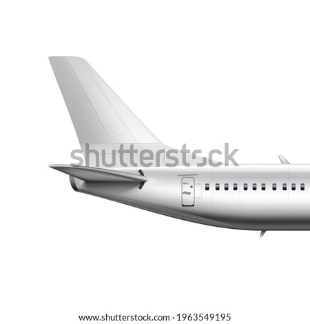 3D Blank Glossy White Airplane Or Airliner Tail. EPS10 Vector