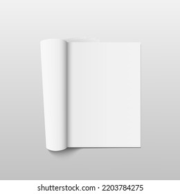 3D Blank Magazine With Rolled Pages Isolated On Transparent Background. EPS10 Vector