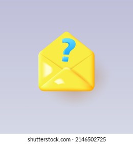Icono de mensaje en blanco 3d con signo de exclamación aislado en fondo gris. Ilustración vectorial.