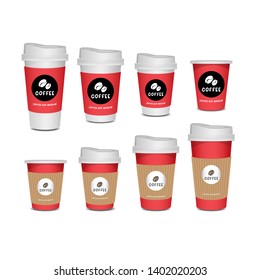 3d blank mug, coffee cup realistic set isolated on white background. Vector illustration 