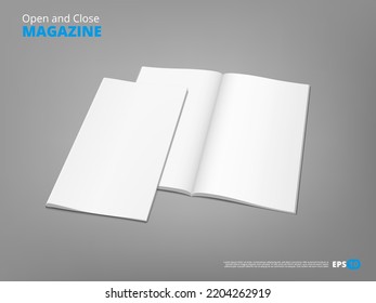 3D Blank Open And Close Brochure Mockup Template. EPS10 Vector