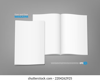 3D Blank Open And Close Brochure Mockup Template. EPS10 Vector