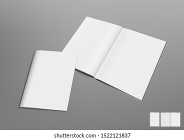 3D Blank Open And Close Magazine On Gray. EPS10 Vector