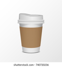 3d blank paper coffee cup realistic set isolated on white background. Vector illustration 