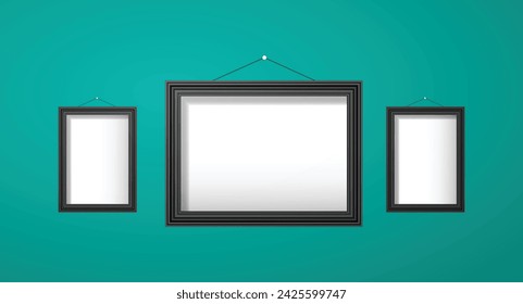 Vector colgante de pared de marco de foto en blanco 3D