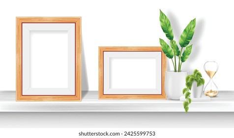 Vector colgante de pared de marco de foto en blanco 3D