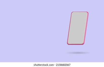 El smartphone 3D blanco rosa se burla de la ilustración vectorial de caricatura mejor para el contenido de su propiedad