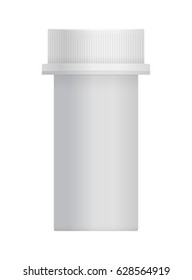 3d blank plastic jar with cap for pill isolated on white background vector illustration. Packaging design element for branding.