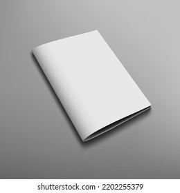 3D Blank Portrait A4 Brochure Or Magazine Isolated On Gray. EPS10 Vector