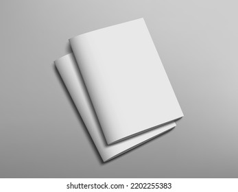 3D Blank Portrait A4 Brochure Or Magazine Isolated On Gray. EPS10 Vector