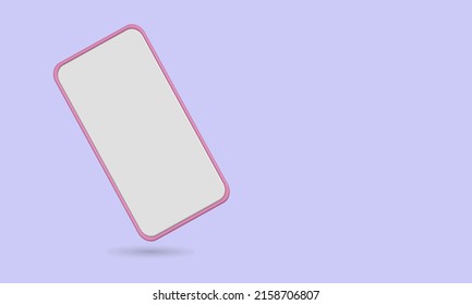 smartphone 3D en blanco para burlarse del color rosa, la pantalla blanca y el fondo azul, mejor para imágenes de propiedades