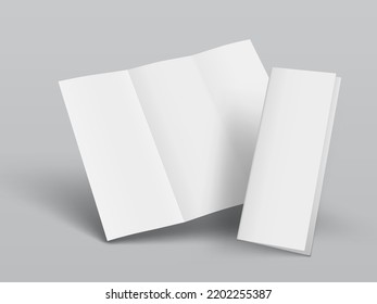 3D Blank Trifold Brochure For Your Design. EPS10 Vector