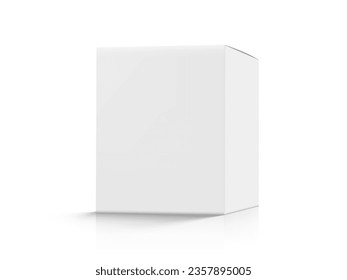 3D Blank White Cardboard Box Packaging Isolated On White. EPS10 Vector