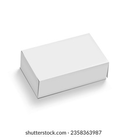 3D Blank White Cardboard Box Packaging Isolated On White. EPS10 Vector