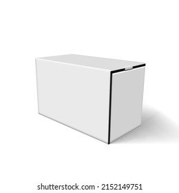 Caja De Embalaje De Cartón Blanco En 3D Aislada Sobre Blanco. Vector EPS10