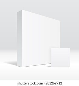 3D blank white packaging box and envelope