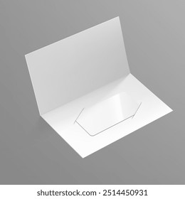 3D Blank White Plastic RFID Business Card In Paper Booklet Holder. EPS10 Vector