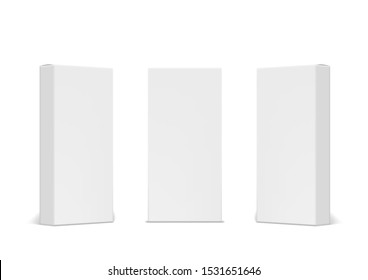 3D Blank White Product Packaging Boxes Isolated. EPS10 Vector