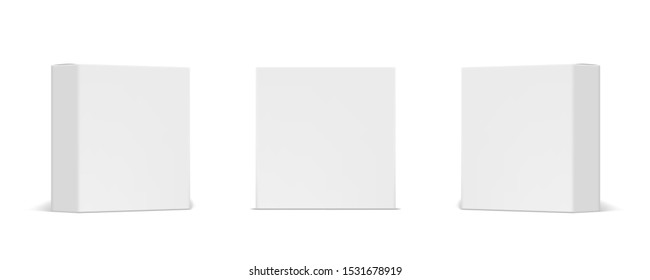 3D Blank White Product Packaging Boxes Isolated. EPS10 Vector