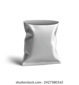 3D Blank White Snack Bag Package With Hang Hole. EPS10 Vector