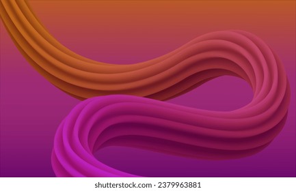 3D blend illustration snake shape design with multicolor purple orange abstract background