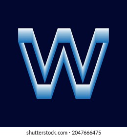 
3D Blend Text Effect. Alphabet letter W Typography Background