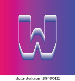 3D Blend Text Effect. Alphabet letter W Typography Background