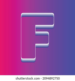 Efecto de texto de mezcla 3D. Letra alfabética F fondo tipográfico
