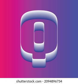 3D Blend Text Effect. Alphabet letter Q Typography Background