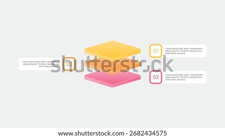 3d block with 3 layers infographic template design