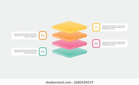 3d block with 4 layers infographic template design