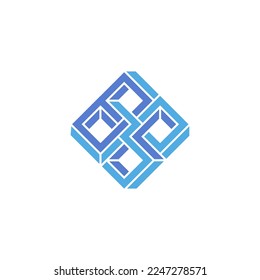 3d block chain logo design vector sign