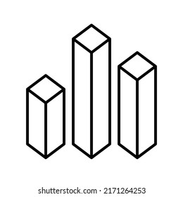 3d block chart editable stroke icon, pixel perfect icon