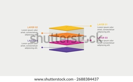 3d block layered infographic with 4 steps