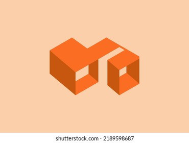 3d Block Letter M With Isometric Style