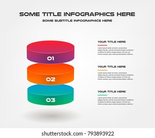 3d block, percentage infographics. Element of chart, graph, diagram with 3 options - parts, processes, timeline. Vector business template for presentation, workflow layout, annual report, web