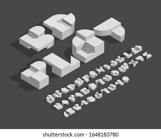 3D blocks font in vector format
