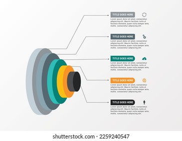 3D Blocks Hierarchy Infographic Template Design with 5 Layers	