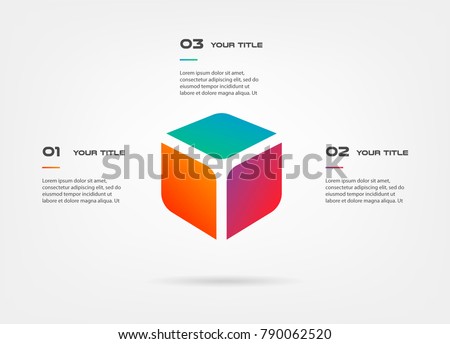 3d blocks infographics step by step. Element of chart, graph, diagram with 3 options - parts, processes, timeline. Vector business template for presentation, workflow layout, annual report, web design