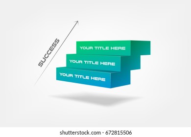 3d blocks  stairs success  infographics step by step  Element chart  graph  diagram and 3 options    parts  processes  timeline  Vector business template for presentation  workflow  web design