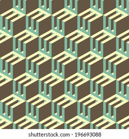 3d blocks structure background. Seamless geometric pattern. Vector illustration. 