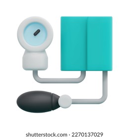 3D-Blutdrucksymbol, Vektorgrafik. Einzeln auf weißem Hintergrund. 3d Medizintechnik, Medizin und Gesundheitswesen. Cartoon minimaler Stil. 3D-Symbol, Vektorgrafik.