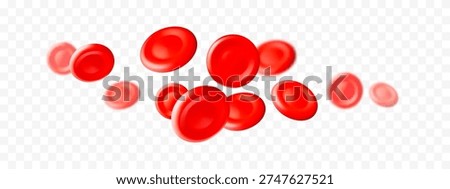 3D blood red cells on transparent background. World Blood Donor Day. Realistic isolated vector illustration. Healthcare, hospital, clinic, laboratory, emergency design concept