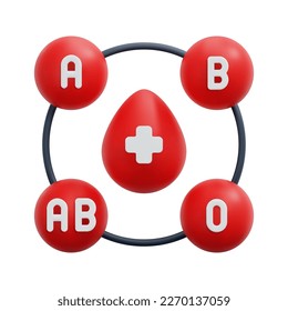 3d blood type (A, B, O, AB) red symbol icon vector. Isolated on white background. 3d blood donation, medical and healthcare concept. Cartoon minimal style. 3d icon vector render illustration.